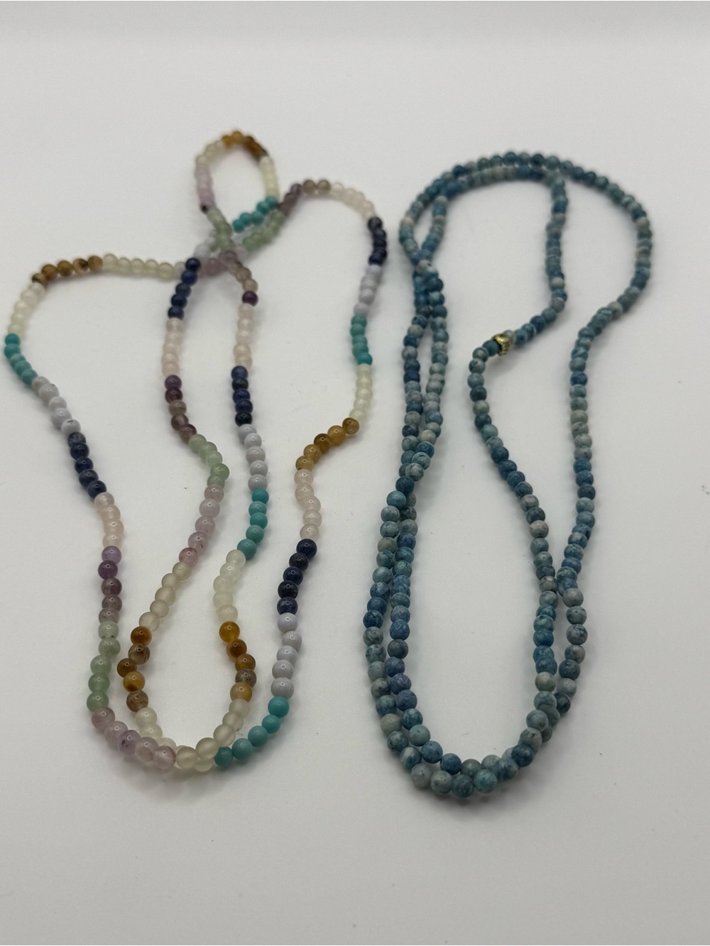 Set of two Multicolor and Blue Beaded Layered Necklace Set